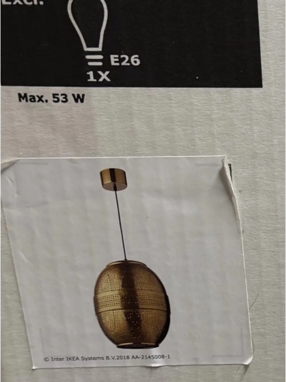 ANROPA pendant lamp, brass color , hole pattern nel